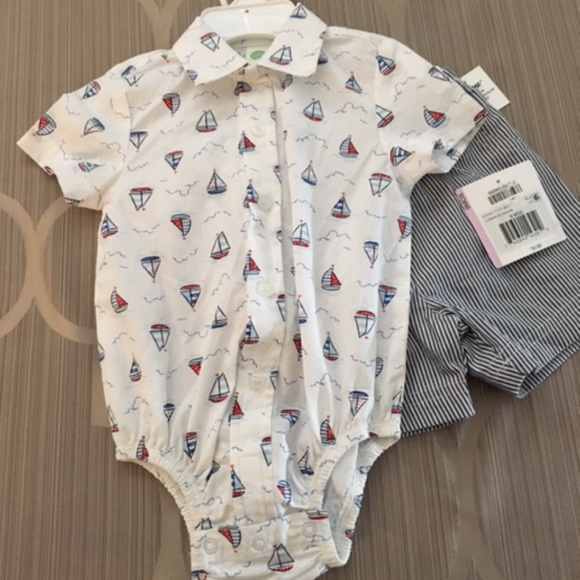 💲⬇️ Cute Little Me Sail Boat Shirt/Short Set, 9M - Picture 4 of 4